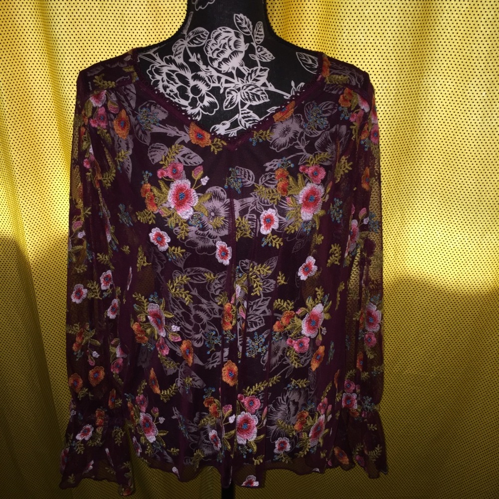 👚 Feather Bone Sheer Ruffled Blouse - Picture 6 of 6